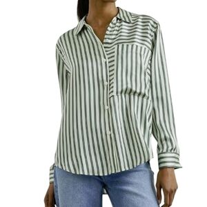 Rails River 100% Satin Polyester Button Front Relaxed Fit Eden Stripe L NWT